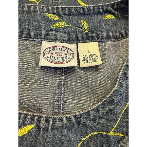 Carolina Blues Vintage Denim Dress Sz 8 Embroidered Butterflies 100% Cotton - Picture 10 of 11
